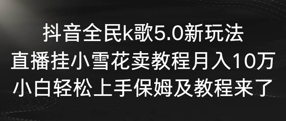 抖音全民k歌5.0新玩法，直播挂小雪花卖教程月入10万，小白轻松上手，保…-云创网