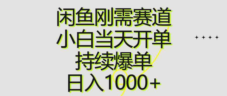 闲鱼刚需赛道，小白当天开单，持续爆单，日入1000+-云创网