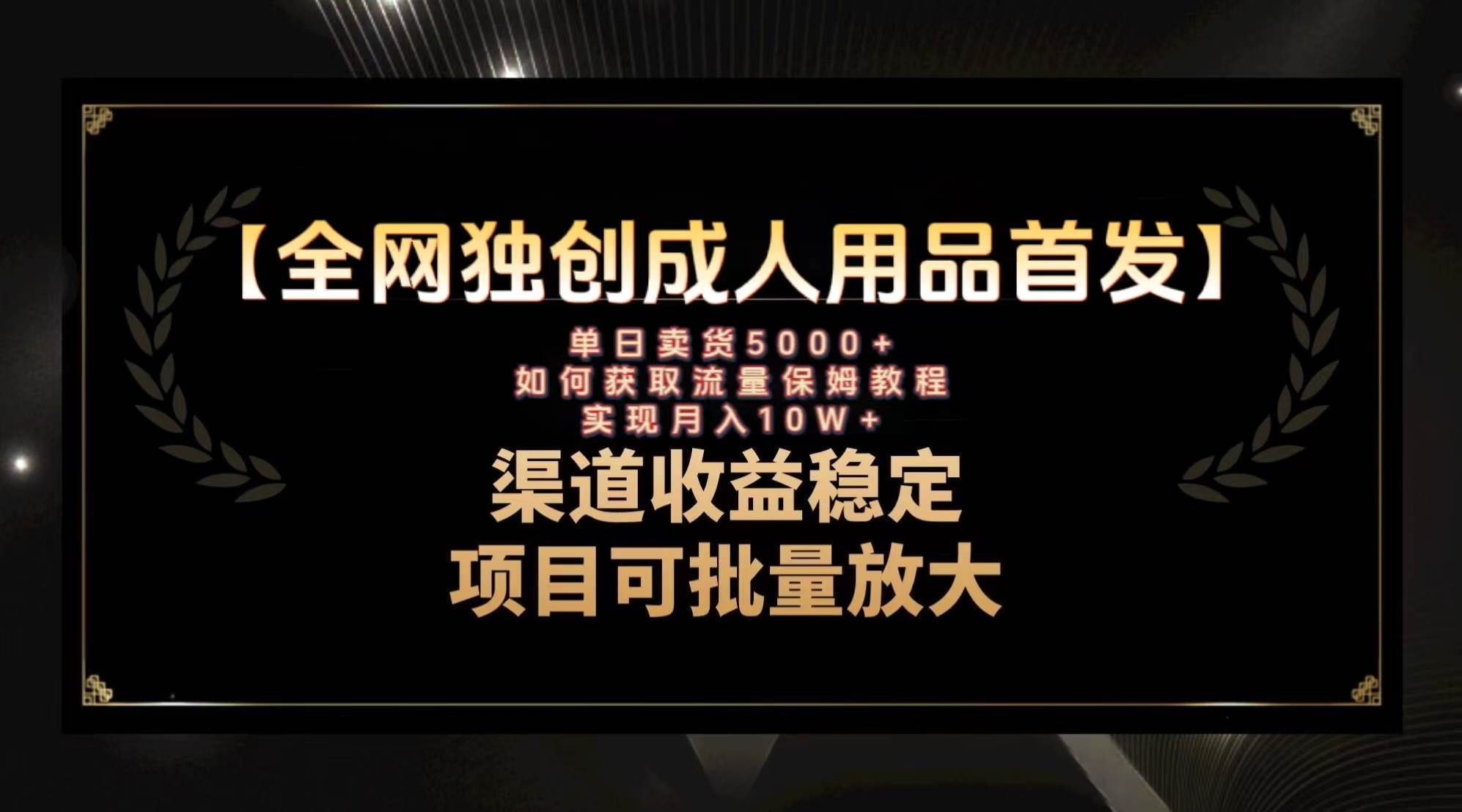 最新全网独创首发，成人用品赛道引流获客，月入10w保姆级教程-云创网