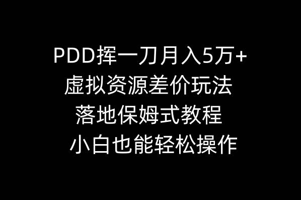 PDD挥一刀月入5万+，虚拟资源差价玩法，落地保姆式教程，小白也能轻松操作-云创网