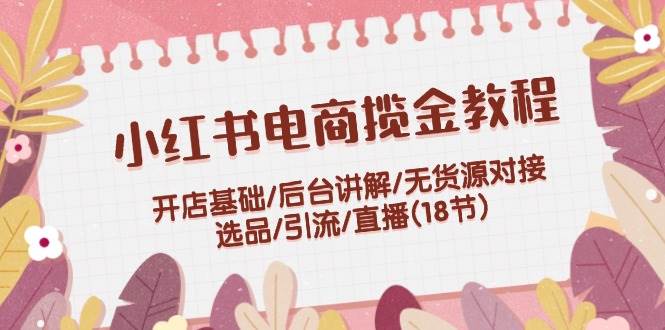 小红书电商揽金教程：开店基础/后台讲解/无货源对接/选品/引流/直播(18节)-云创网