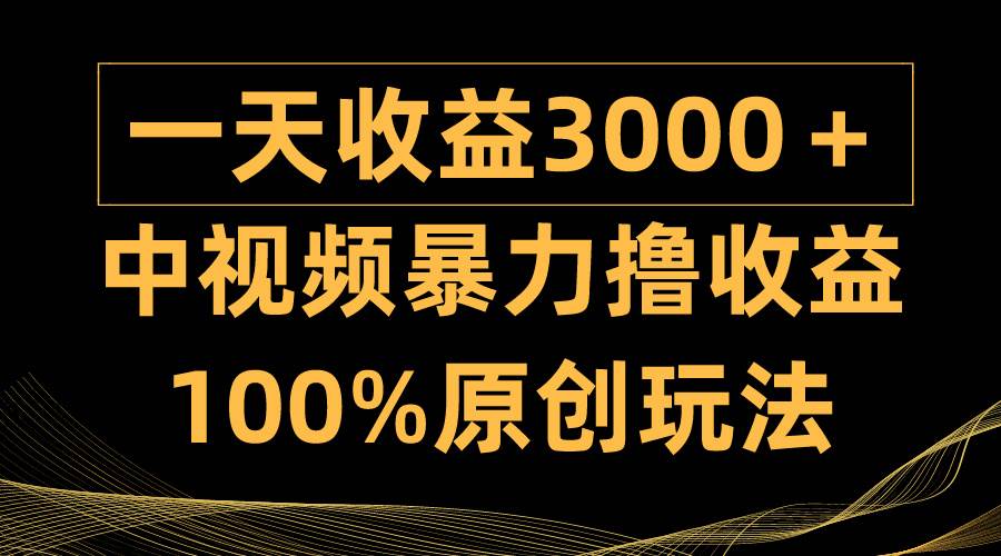中视频暴力撸收益，日入3000＋，100%原创玩法，小白轻松上手多种变现方式-云创网