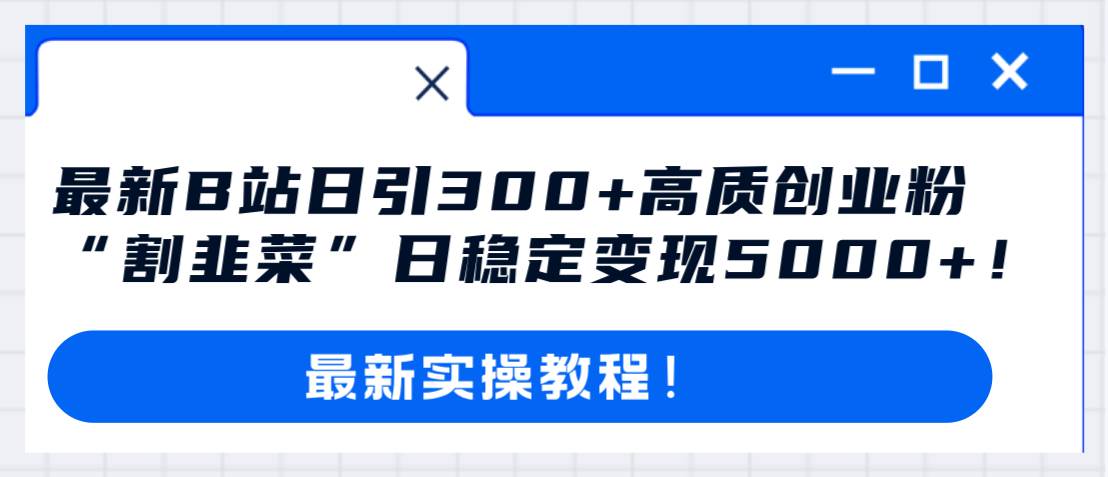 最新B站日引300+高质创业粉教程！“割韭菜”日稳定变现5000+！-云创网