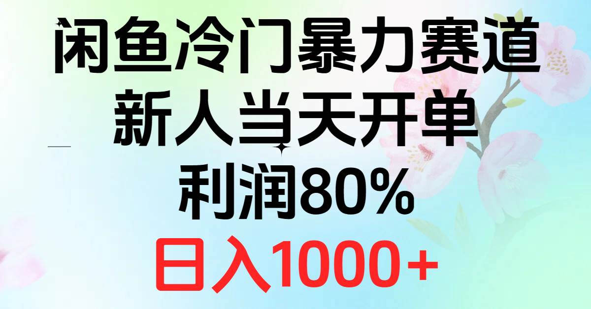 2024闲鱼冷门暴力赛道，新人当天开单，利润80%，日入1000+-云创网