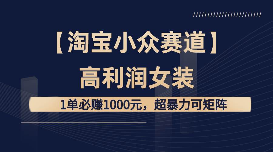 【淘宝小众赛道】高利润女装：1单必赚1000元，超暴力可矩阵-云创网