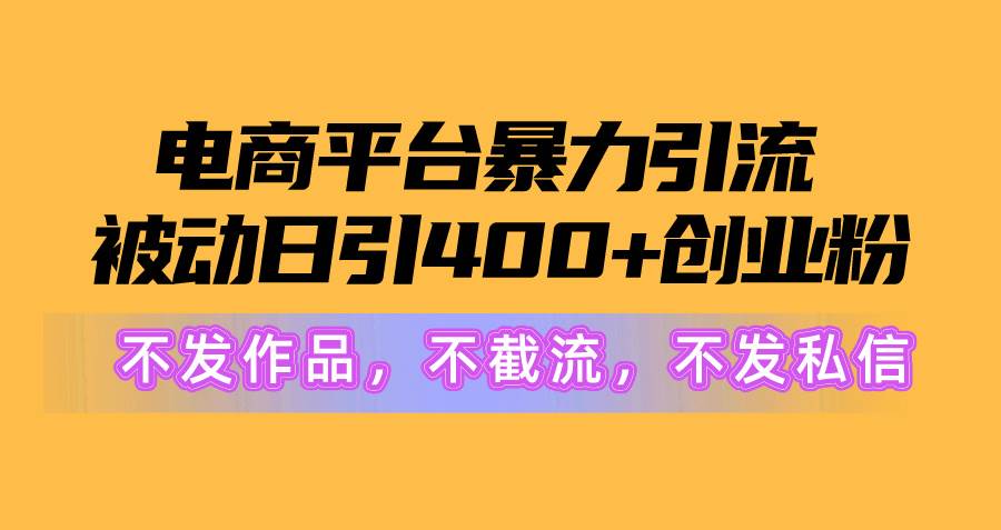 电商平台暴力引流,被动日引400+创业粉不发作品，不截流，不发私信-云创网