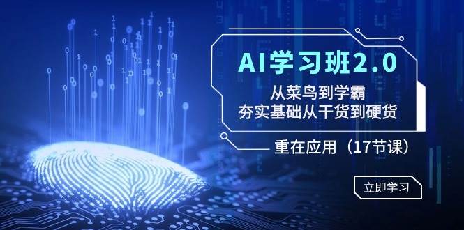AI学习班2.0：从菜鸟到学霸，夯实基础从干货到硬货，重在应用（17节课）-云创网