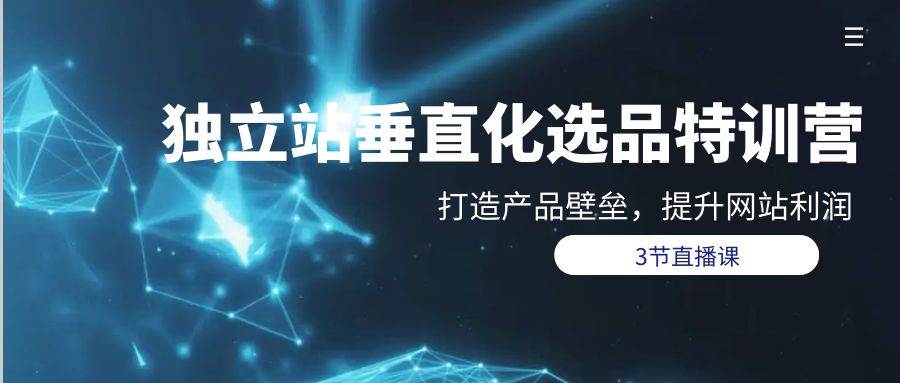 独立站-垂直化选品训练营，打造产品壁垒，提升网站利润（3节直播课）-云创网