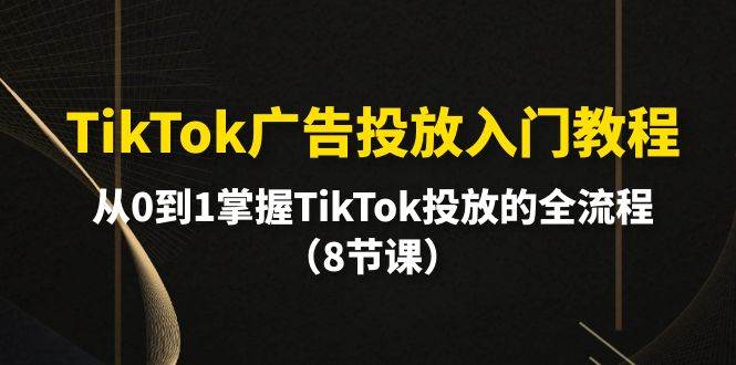 TikTok广告投放入门教程，从0到1掌握TikTok投放的全流程（8节课）-云创网