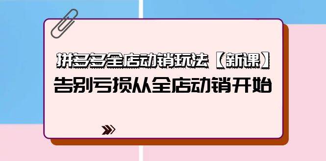 拼多多全店动销玩法【新课】，告别亏损从全店动销开始（4节视频课）-云创网
