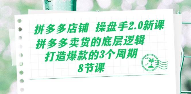 拼多多店铺 操盘手2.0新课，拼多多卖货的底层逻辑，打造爆款的3个周期-8节-云创网