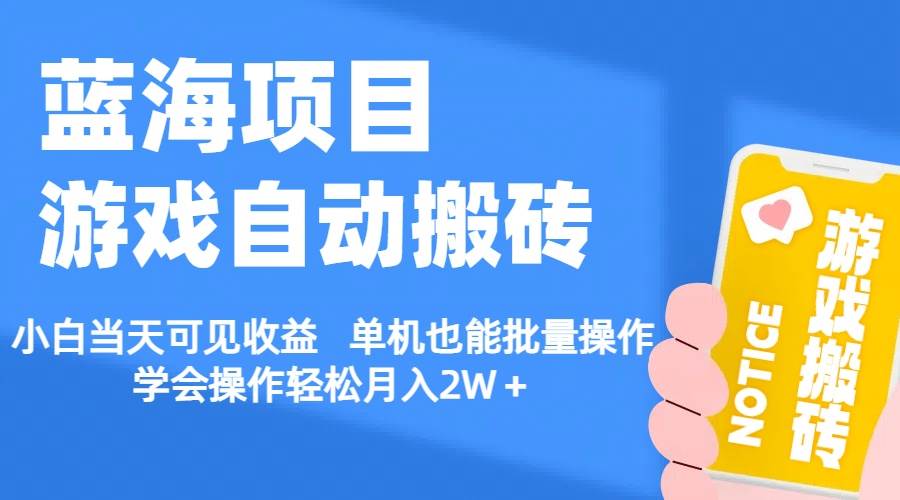 【蓝海项目】游戏自动搬砖 小白当天可见收益 单机也能批量操作 学会操…-云创网