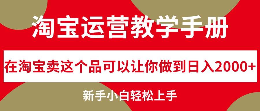 淘宝运营教学手册，在淘宝卖这个品可以让你做到日入2000+，新手小白轻…-云创网
