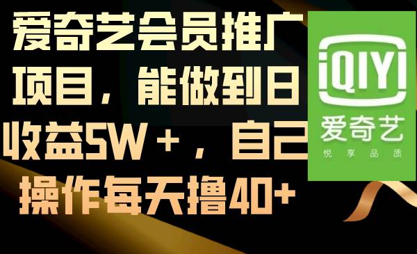 爱奇艺会员推广项目，能做到日收益5W＋，自己操作每天撸40+-云创网