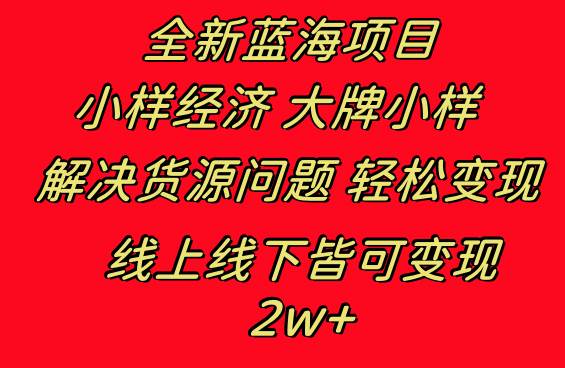 全新蓝海项目 小样经济大牌小样 线上和线下都可变现 月入2W+-云创网