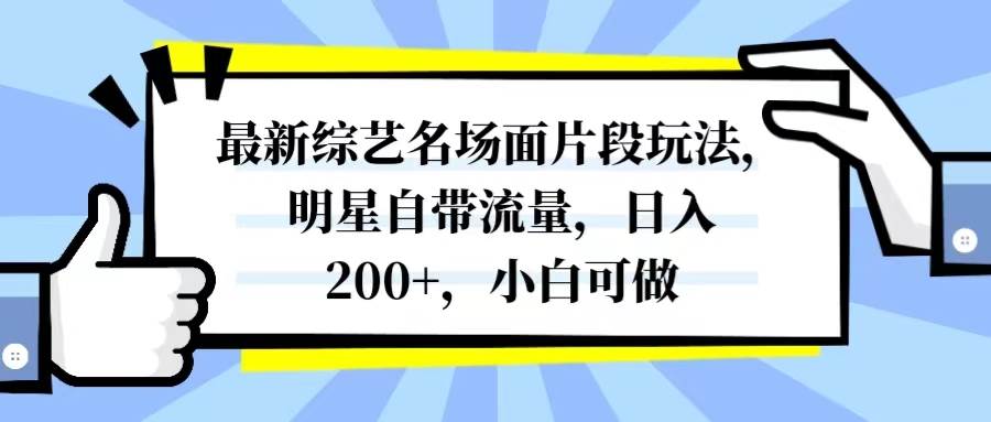 最新综艺名场面片段玩法，明星自带流量，日入200+，小白可做-云创网