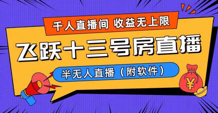 爆火飞跃十三号房半无人直播，一场直播上千人，日入过万！（附软件）-云创网