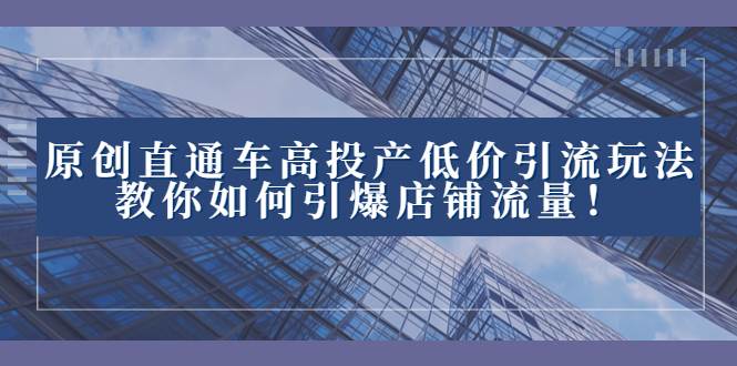 2023直通车高投产低价引流玩法，教你如何引爆店铺流量！-云创网