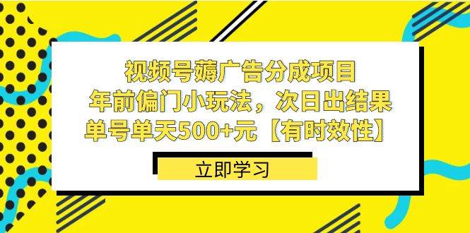 视频号薅广告分成项目，年前偏门小玩法，次日出结果，单号单天500+元【有时效性】-云创网