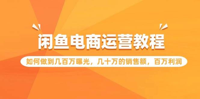 闲鱼电商运营教程：如何做到几百万曝光，几十万的销售额，百万利润-云创网