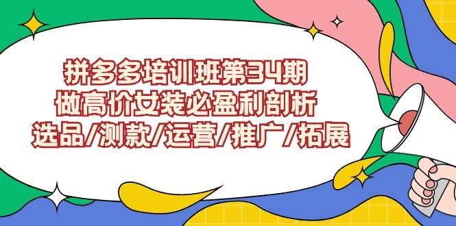 拼多多培训班第34期：做高价女装必盈利剖析  选品/测款/运营/推广/拓展-云创网