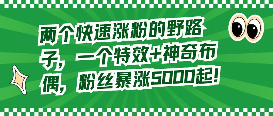 两个快速涨粉的野路子，一个特效+神奇布偶，粉丝暴涨5000起！-云创网