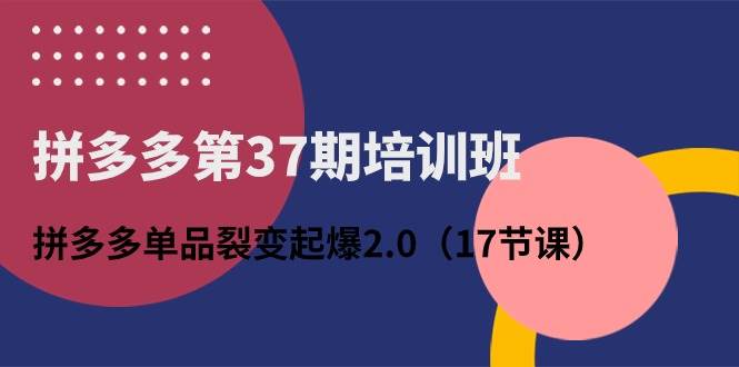 拼多多第37期培训班：拼多多单品裂变起爆2.0（17节课）-云创网