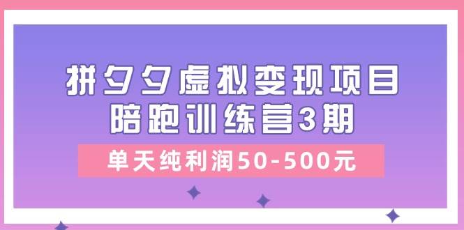 某收费培训《拼夕夕虚拟变现项目陪跑训练营3期》单天纯利润50-500元-云创网