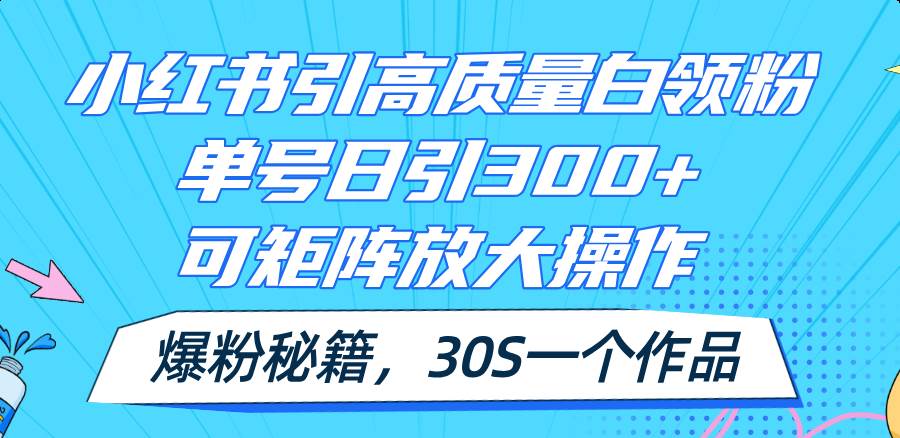 小红书引高质量白领粉，单号日引300+，可放大操作，爆粉秘籍！30s一个作品-云创网