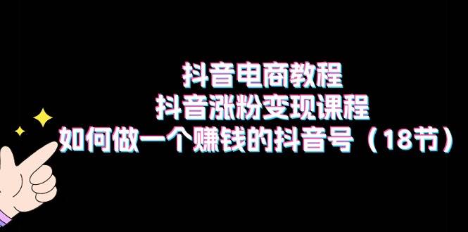 抖音电商教程：抖音涨粉变现课程：如何做一个赚钱的抖音号（18节）-云创网