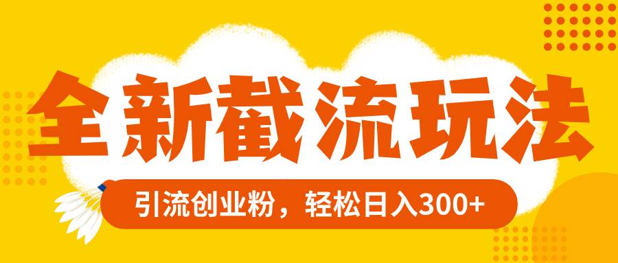 全新截流玩法，精准引流创业粉，轻松日入300+-云创网