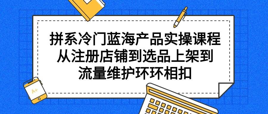 拼系冷门蓝海产品实操课程，从注册店铺到选品上架到流量维护环环相扣-云创网