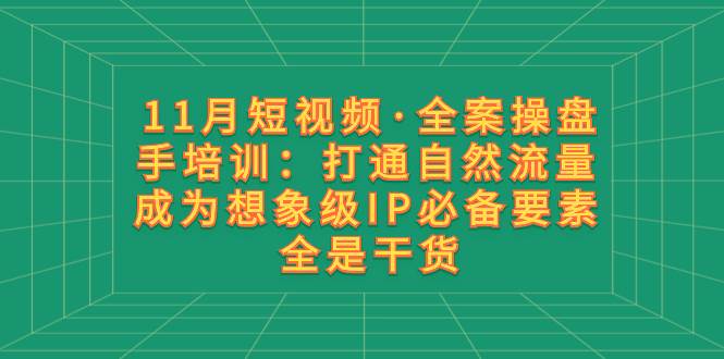11月短视频·全案操盘手培训：打通自然流量 成为想象级IP必备要素 全是干货-云创网