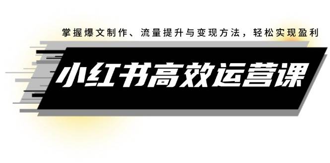 小红书高效运营课：掌握爆文制作、流量提升与变现方法，轻松实现盈利-云创网