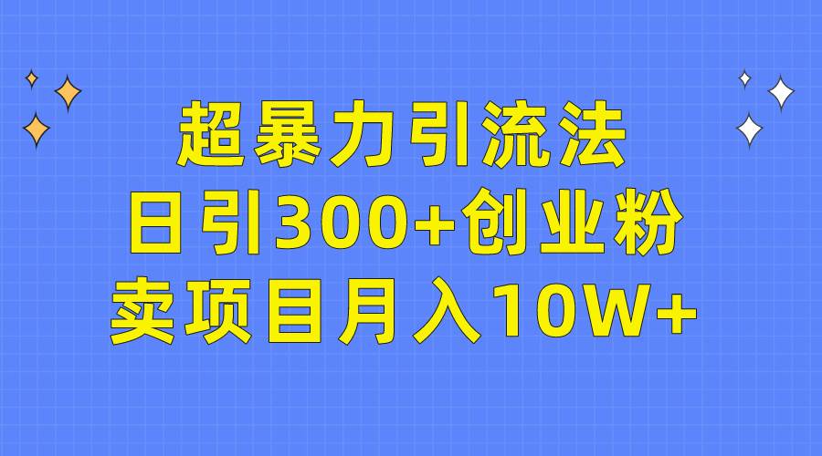 超暴力引流法，日引300+创业粉，卖项目月入10W+-云创网