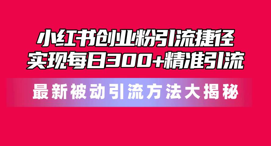 小红书创业粉引流捷径！最新被动引流方法大揭秘，实现每日300+精准引流-云创网