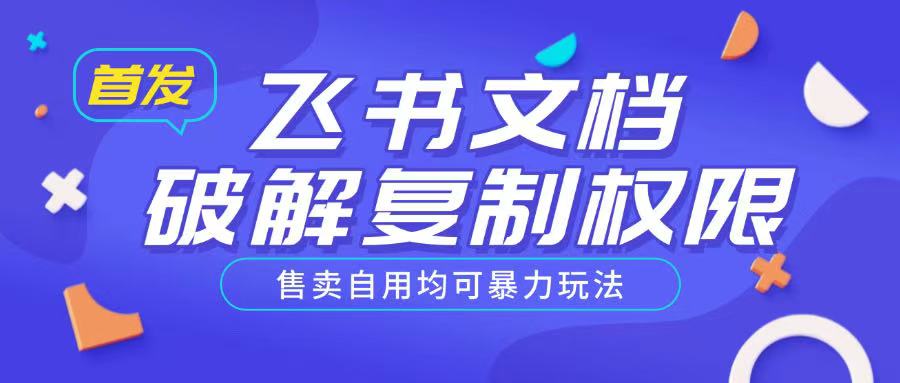 首发飞书文档破解复制权限，售卖自用均可暴力玩法-云创网