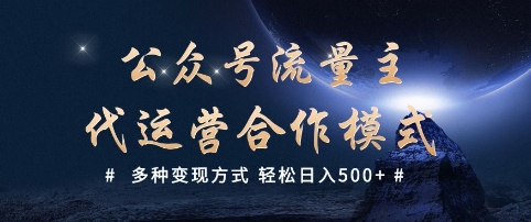 公众号流量主代运营  多种变现方式 轻松日入5张【揭秘】-云创网