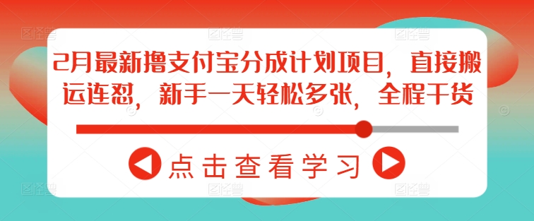 2月最新撸支付宝分成计划项目，直接搬运连怼，新手一天轻松多张，全程干货-云创网