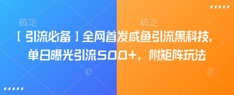 【引流必备】全网首发咸鱼引流黑科技，单日曝光引流500+，附矩阵玩法【揭秘】-云创网