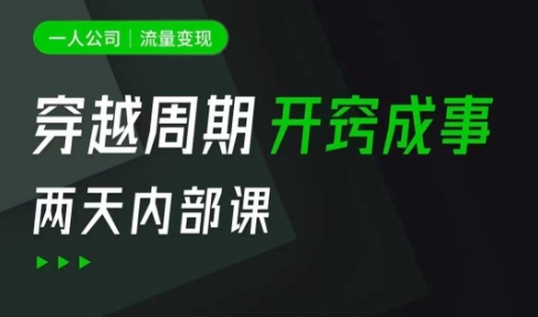 一人公司：流量变现课，一人公司的方法模型拆解， 拆解富人思维，流量思维，小老板思维等-云创网