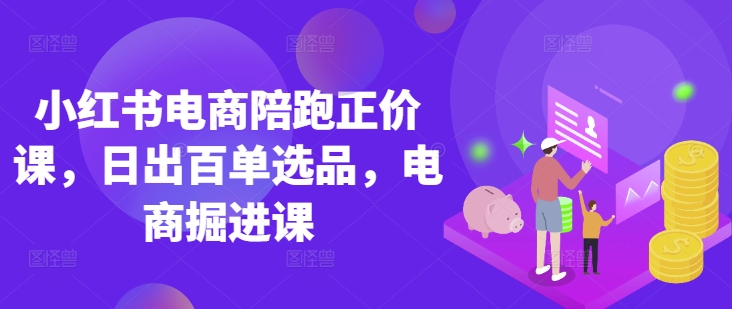 小红书电商陪跑正价课，小红书官方认证电商讲师教学，日出百单选品，电商掘进课-云创网