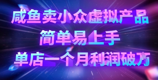 咸鱼卖小众虚拟产品，简单易上手，单店一个月利润破W-云创网