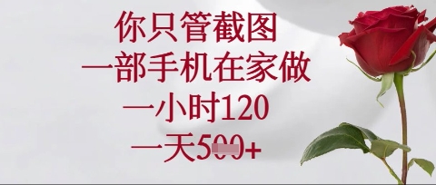 你只管截图，一部手机在家操作，一小时120.一天5张【揭秘】-云创网