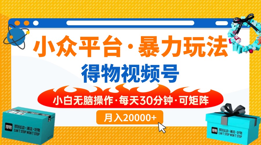 小众平台暴力玩法，一键搬运爆款视频，可矩阵小白无脑操作，每天30分钟…-云创网