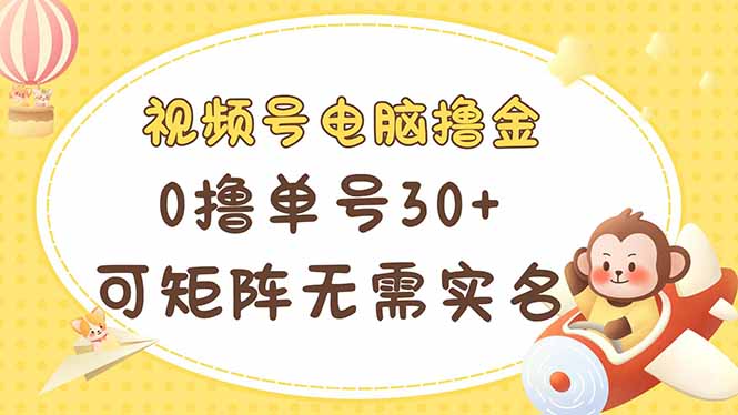 视频号电脑撸金 0撸单号30+ 可矩阵 无需实名多号多得-云创网