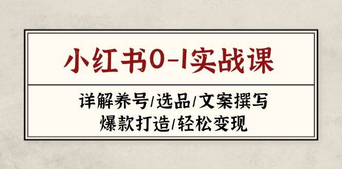 小红书0-1实战课(2023-2025)，详解养号/选品/文案撰写/爆款打造/轻松变现-云创网