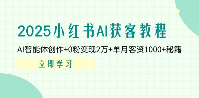 2025小红书AI获客教程：AI智能体创作+0粉变现2万+单月客资1000+秘籍-云创网