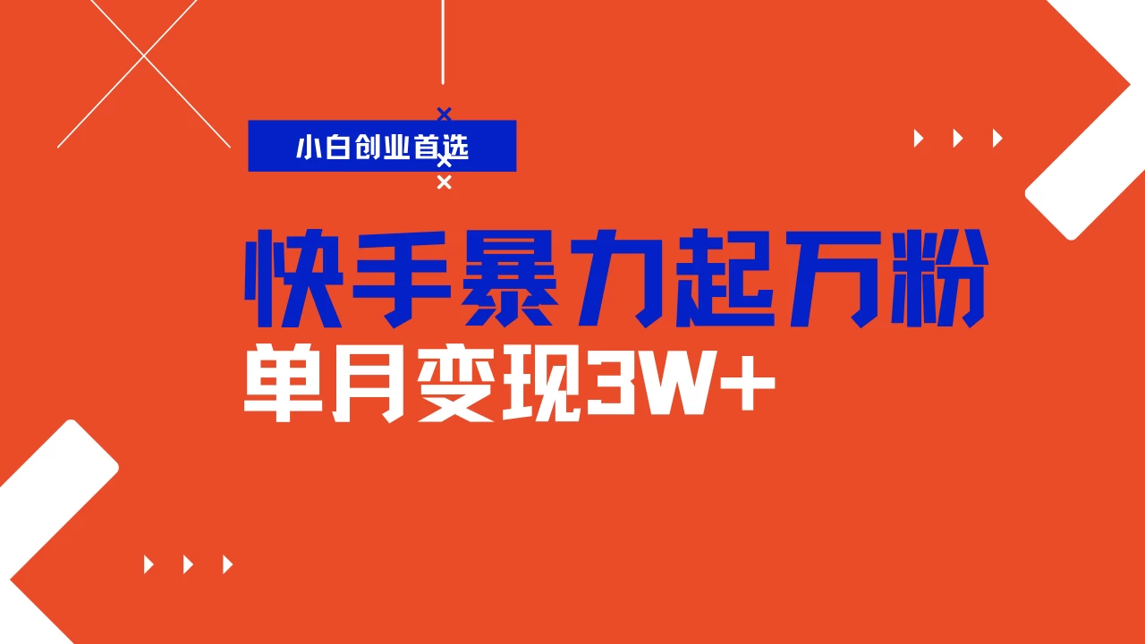 快手起万粉账号，3天一个万粉号，多种变现模式，操作简单无脑复制，小白也能月入过万-云创网