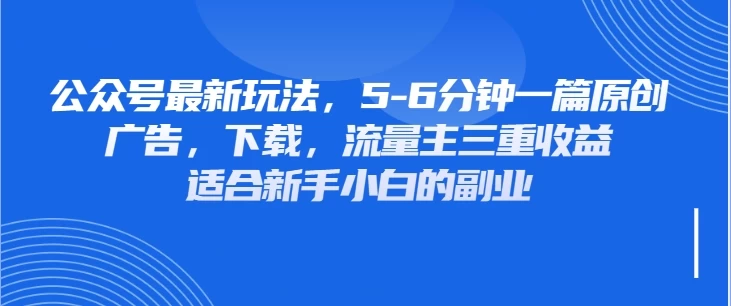 公众号最新玩法，广告，下载，流量主三重收益，非常适合新手小白的项目-云创网